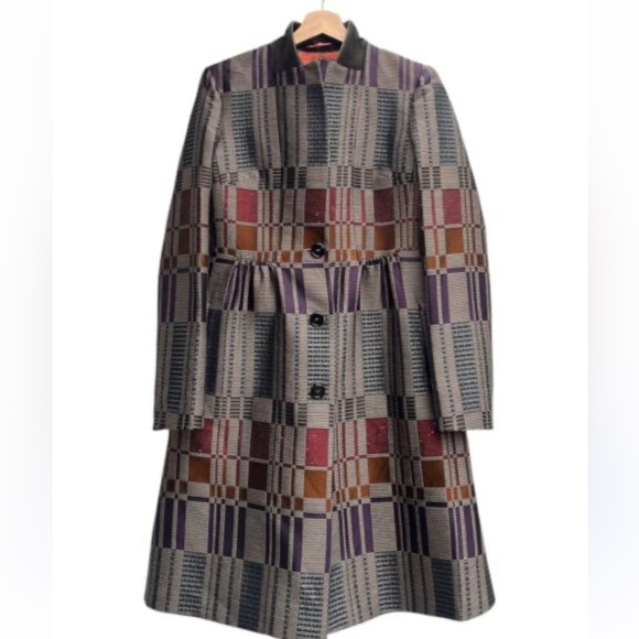 New Etro Wool Patchwork Trench Coat Size 44 - Picture 1 of 11